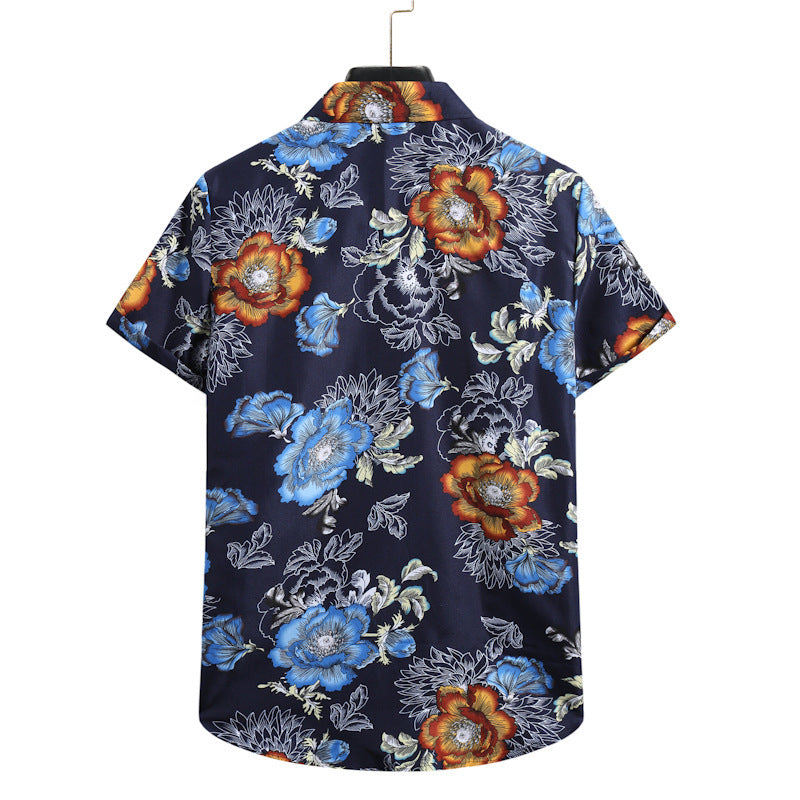Men's Fashion Casual Beach Floral Shirt Hawaiian Shirt